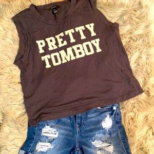 Pretty Tomboy Grey Muscle Tee